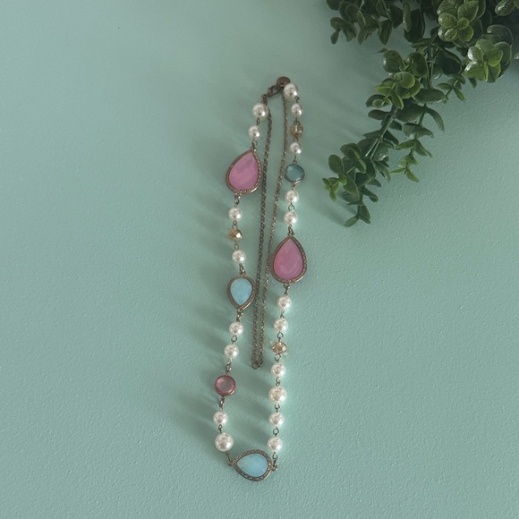 Plunder Pink and Blue Teardrop Necklace - Picture 1 of 2